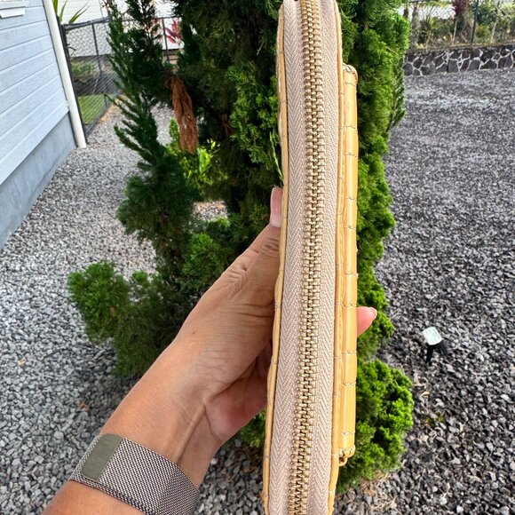 Chloe Wallet (FLAWS) Purse Long Wallet Authentic Beige Mustard Yellow - Picture 10 of 13